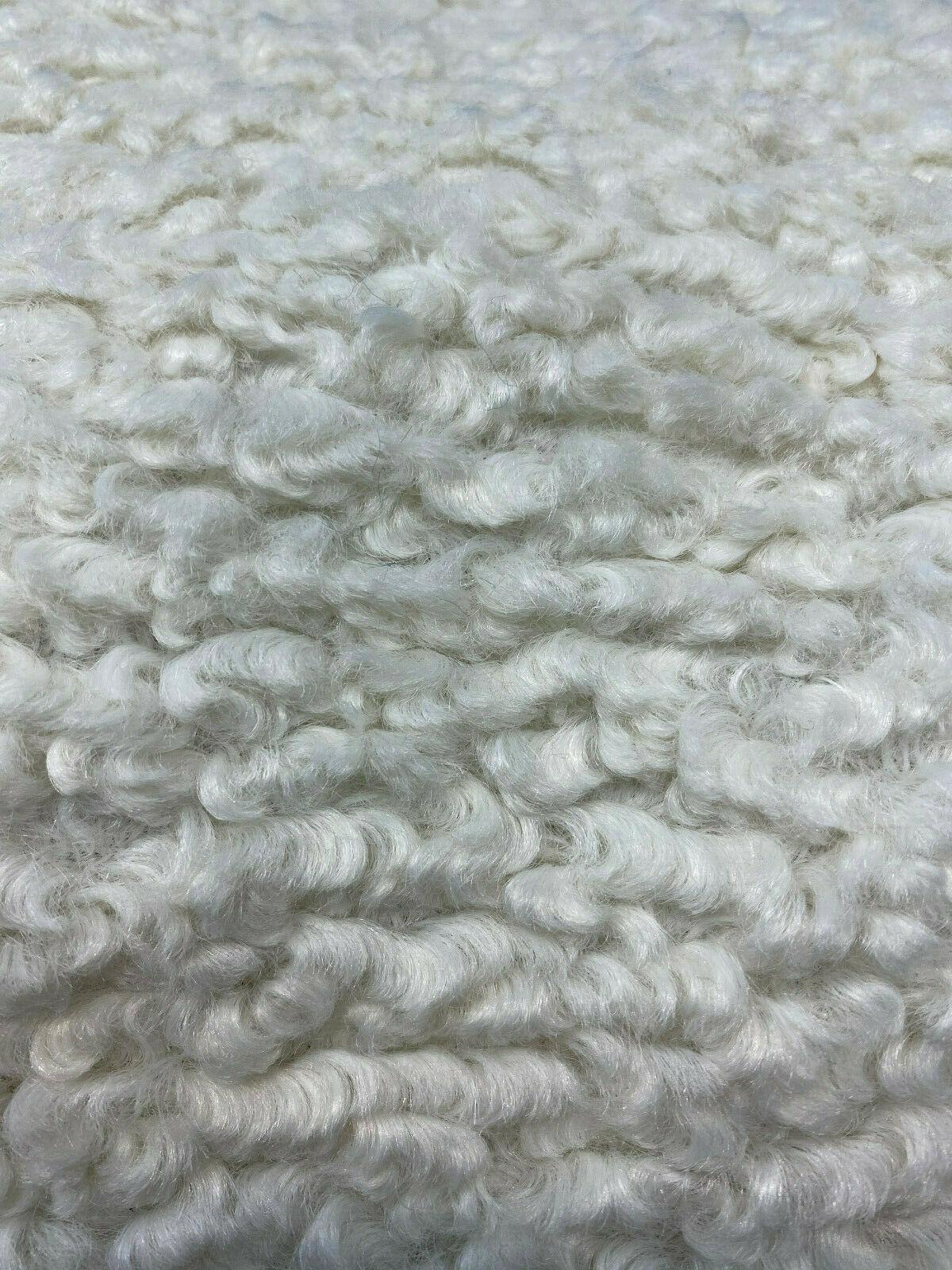 Italian Faux Sheepskin Polyester Fabric - Natural Faux Sheepskin, 60" Width (1 Yard)