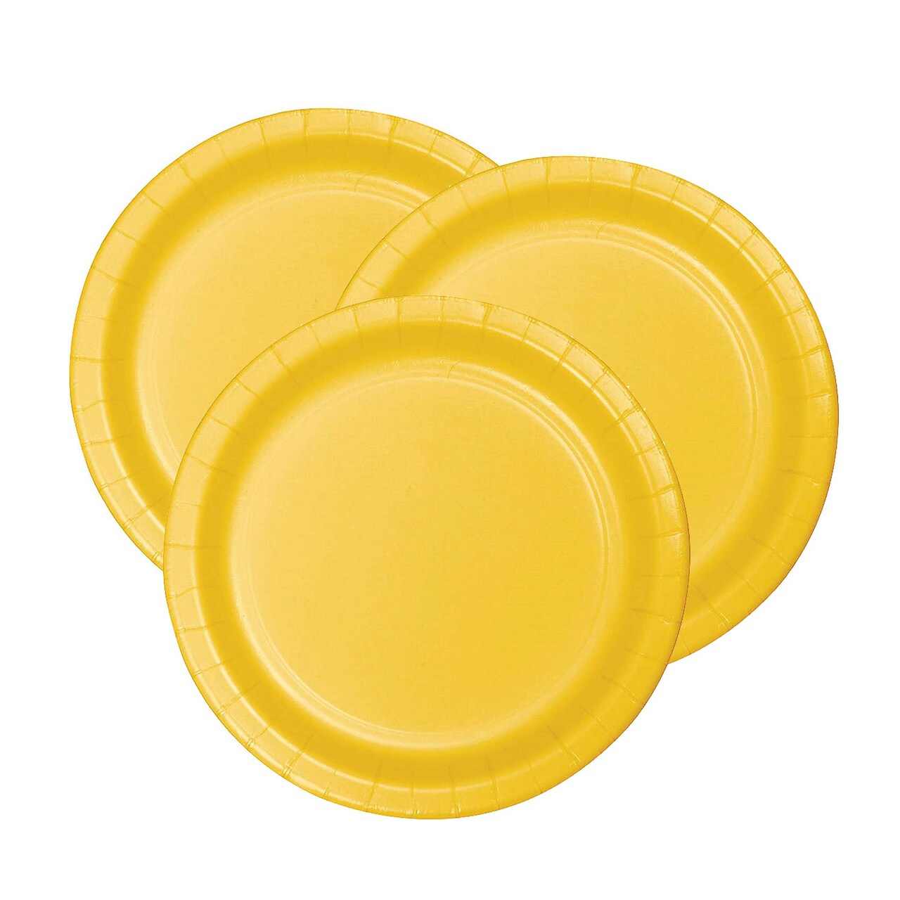 7" School Bus Yellow Round Paper Dessert Plates – 24 Count