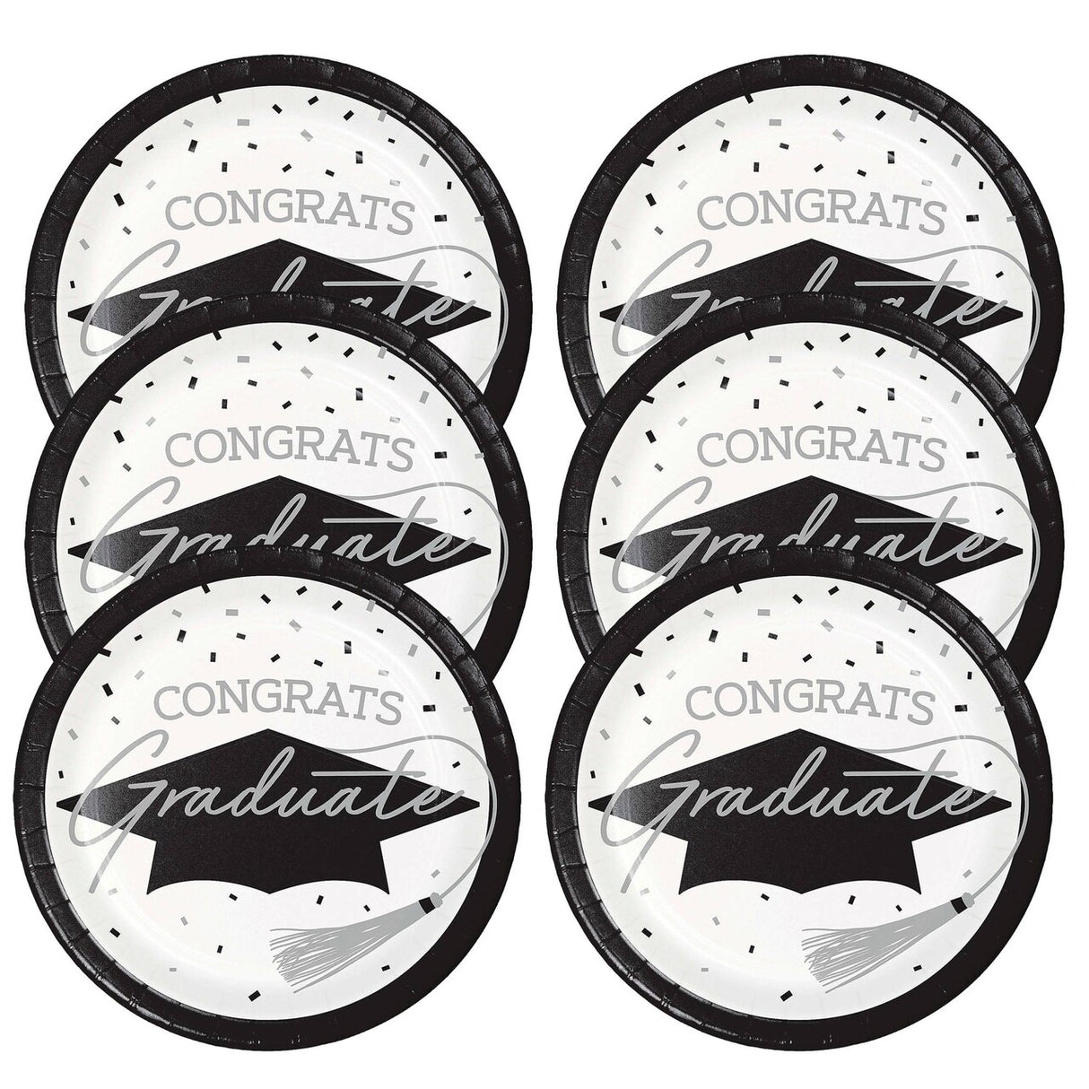 Creative Converting School Spirit White Graduation Dessert Plates – 54ct