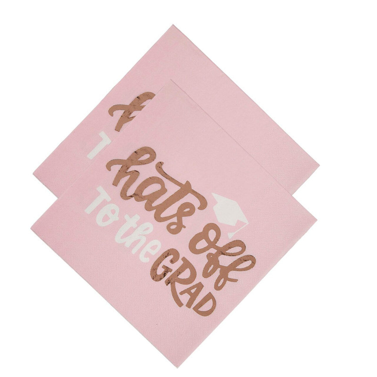 6 1/2" Graduation Party Pink Hats Off to the Grad Paper Luncheon Napkins 16 Ct.