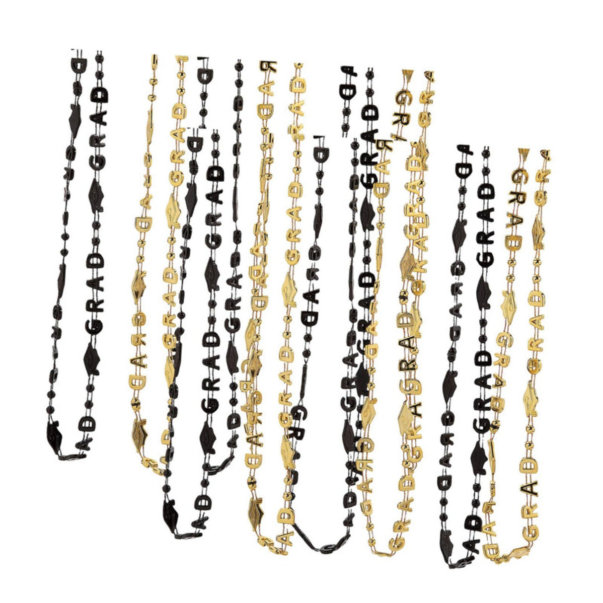 30" Black & Gold Grad Beaded Necklaces Assortment 24 Pc.
