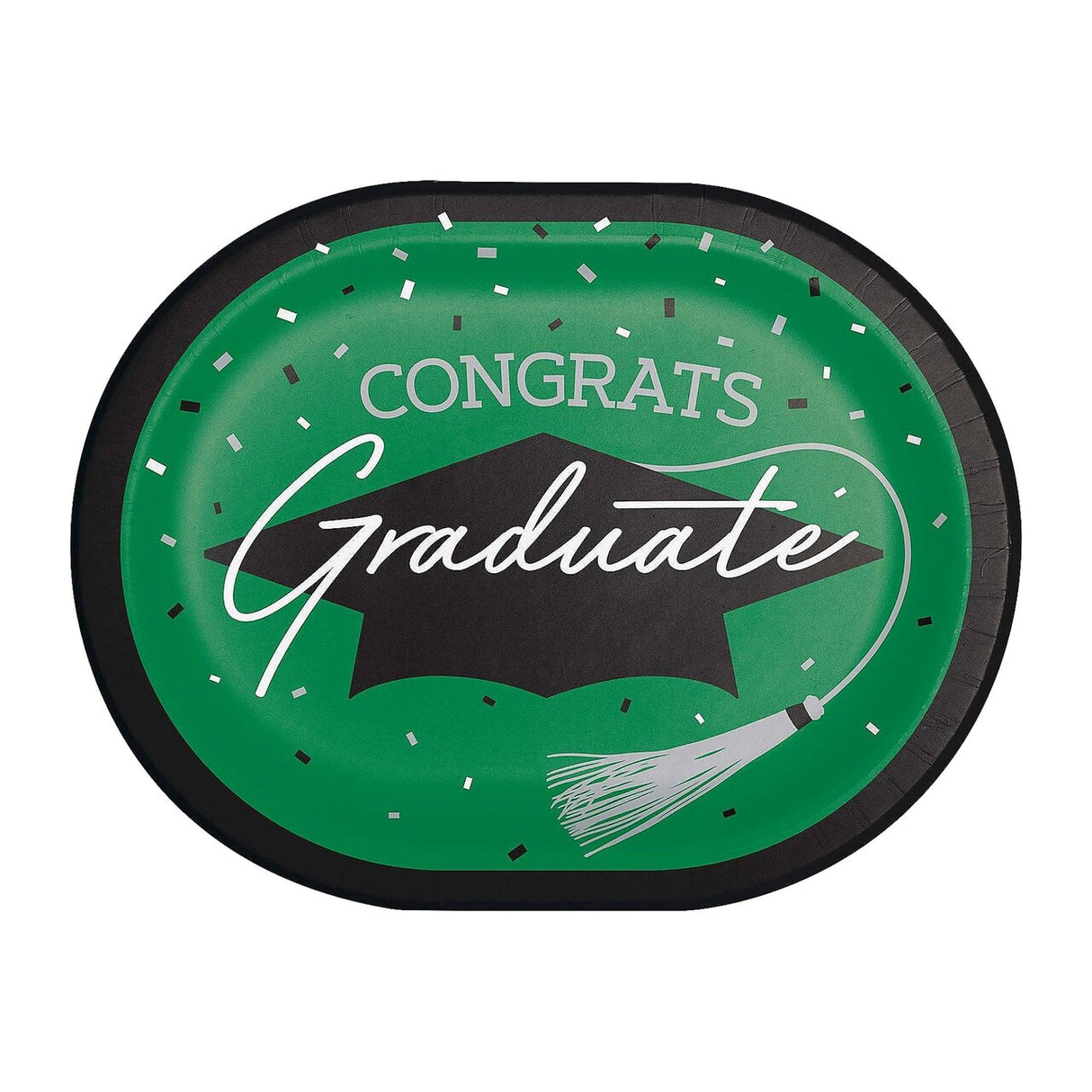 Creative Converting School Spirit Green Graduation Oval Paper Platters – 24ct