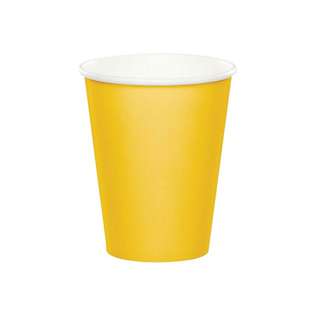 9 oz School Bus Yellow Paper Party Cups – 24 Count Disposable Set