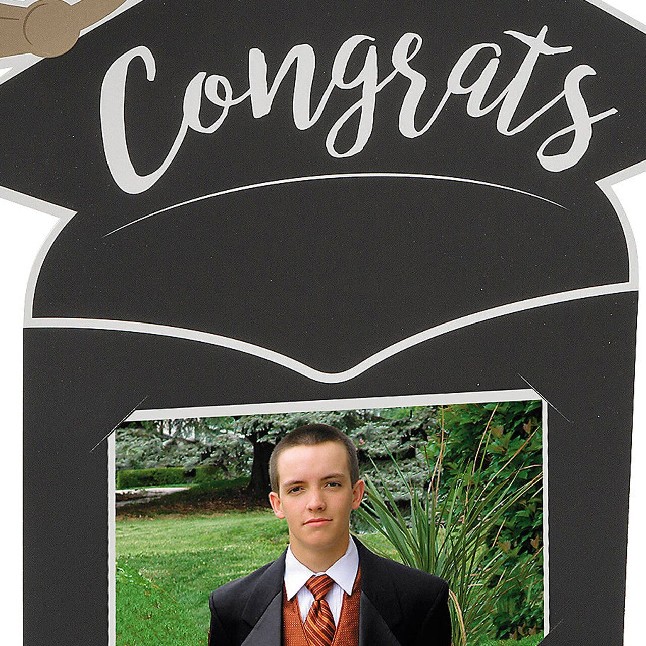 Congrats Grad Mortarboard Photo Frame Centerpiece – 11.5" x 12"