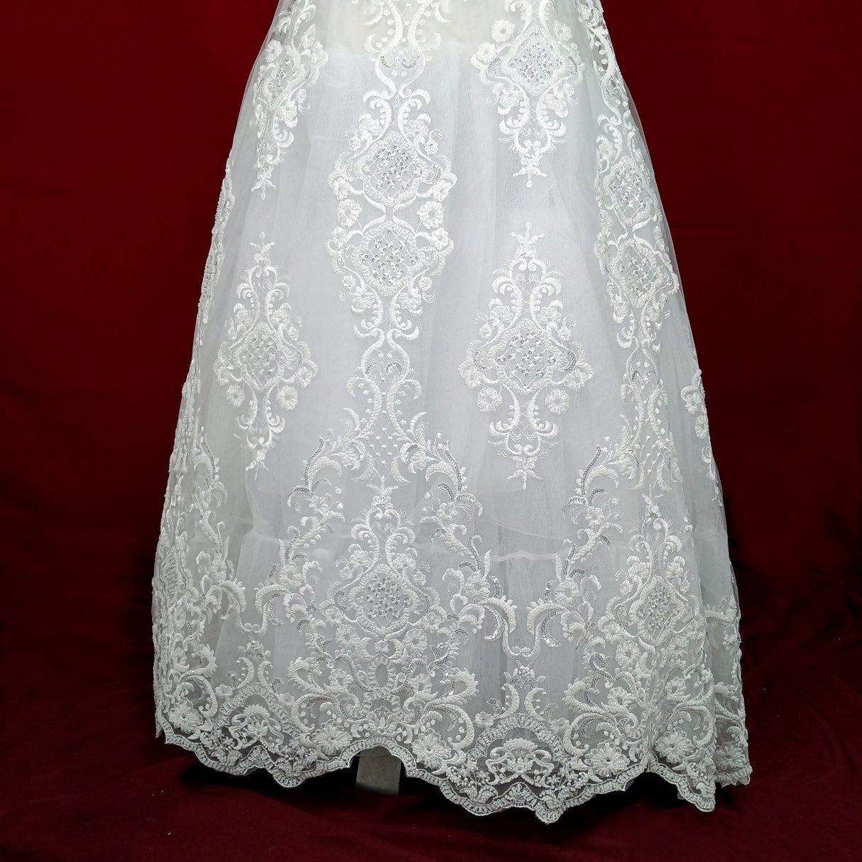 Beaded Lace Fabric on Polyester Net Mesh 53"