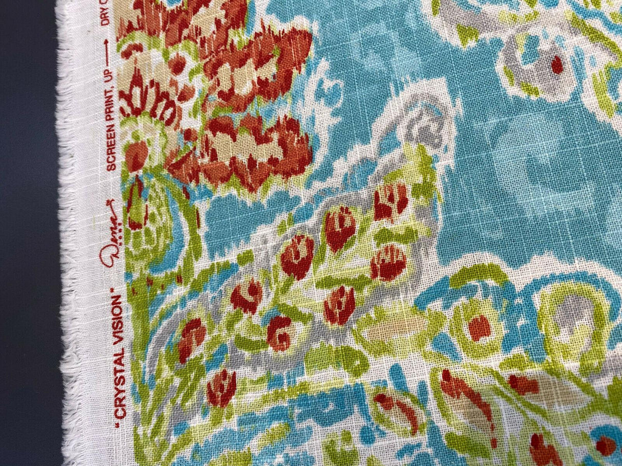 Crystal Vision Capri Linen Rayon Fabric - Light Blue Damask Floral, 54" Width (1 Yard)