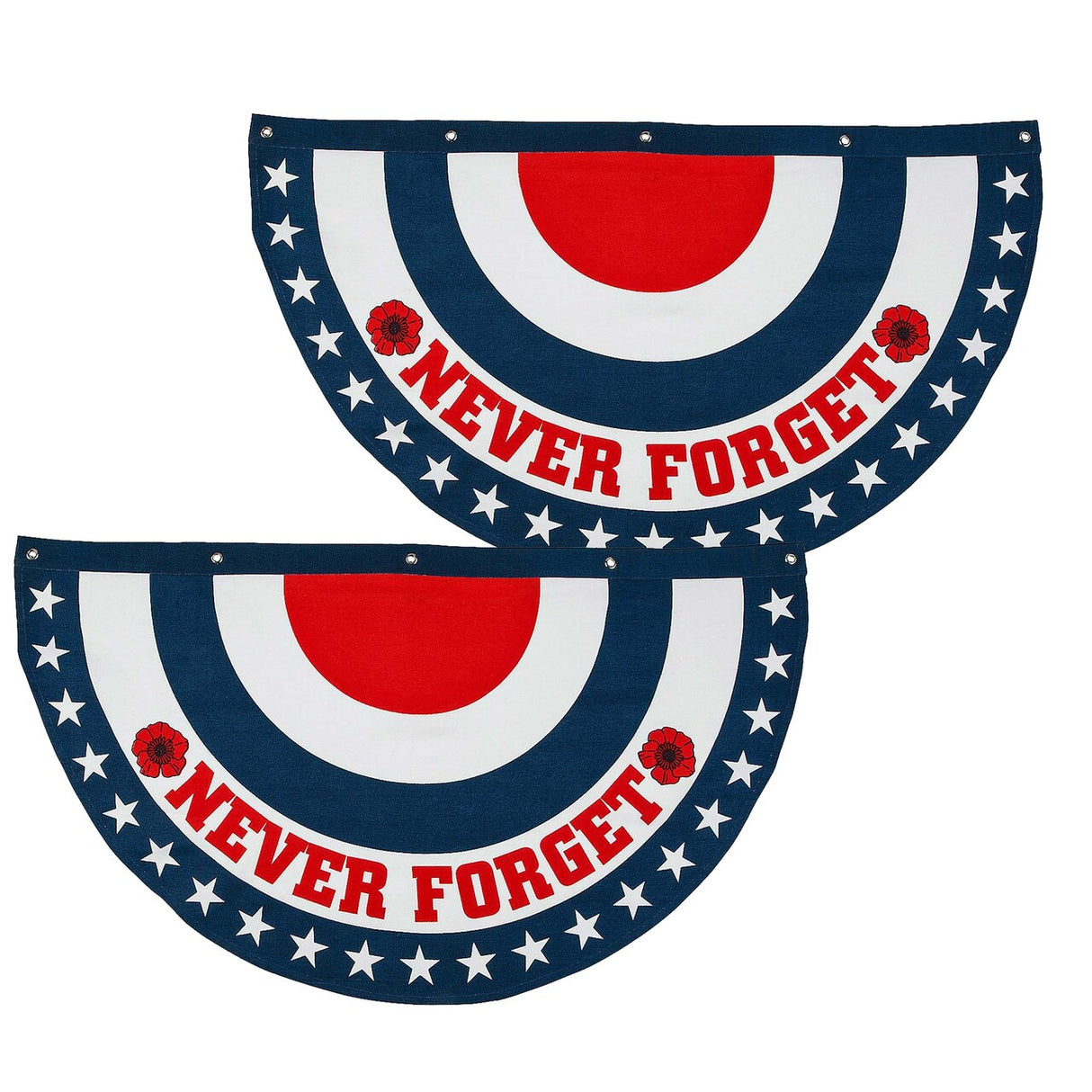 38 1/2" x 21" Patriotic Memorial Day Never Forget Poppies Cotton Bunting