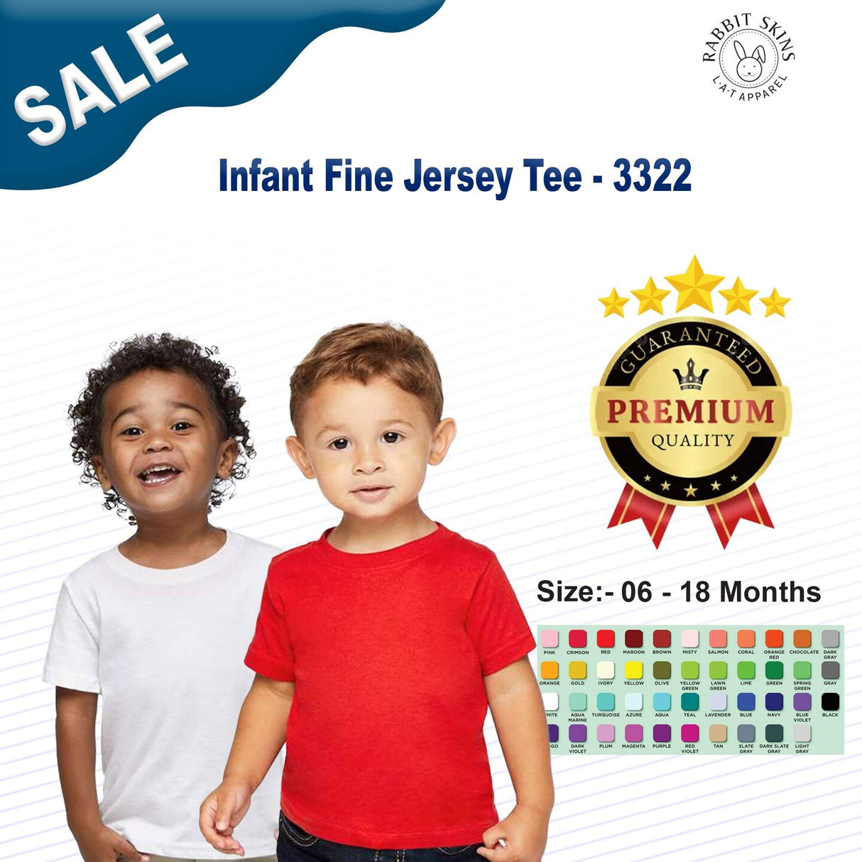 RADYAN® Infant Crewneck Fine Jersey Tee - 3322