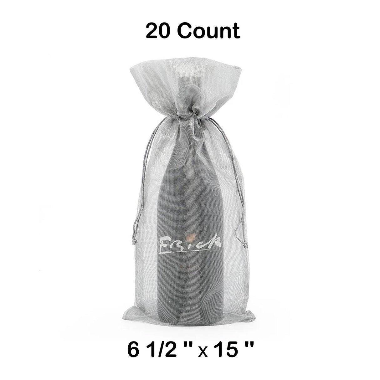 Metallic Fabric Wine Bags 6 1/2 '' x 15 '' Metallic Silver Color 10 EACH / PACKAGE