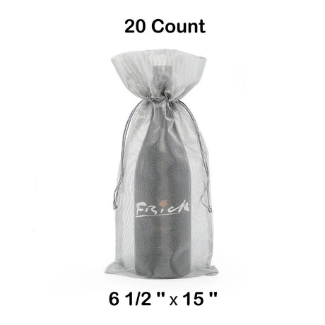 Metallic Fabric Wine Bags 6 1/2 '' x 15 '' Metallic Silver Color 10 EACH / PACKAGE