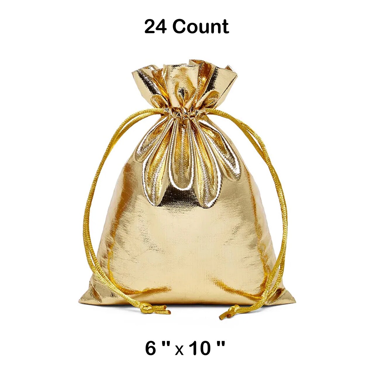 Metallic Lame Bags 6 '' x 10 '' Gold Color 12 EACH / PACKAGE