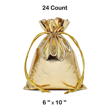 Metallic Lame Bags 6 '' x 10 '' Gold Color 12 EACH / PACKAGE