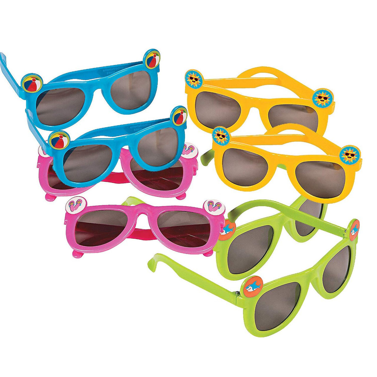 Colorful Kids Summer Fun Icon Sunglasses - 12 Pc. for Parties