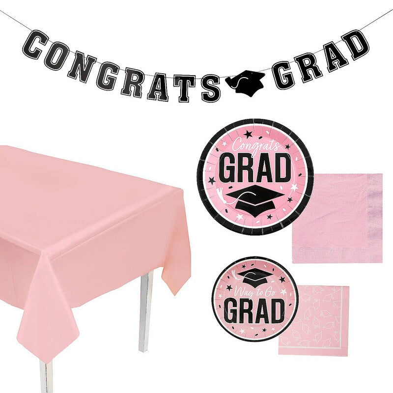 152 Pieces. Graduation Party Solid Color Disposable Tableware Kit for 25 Guests