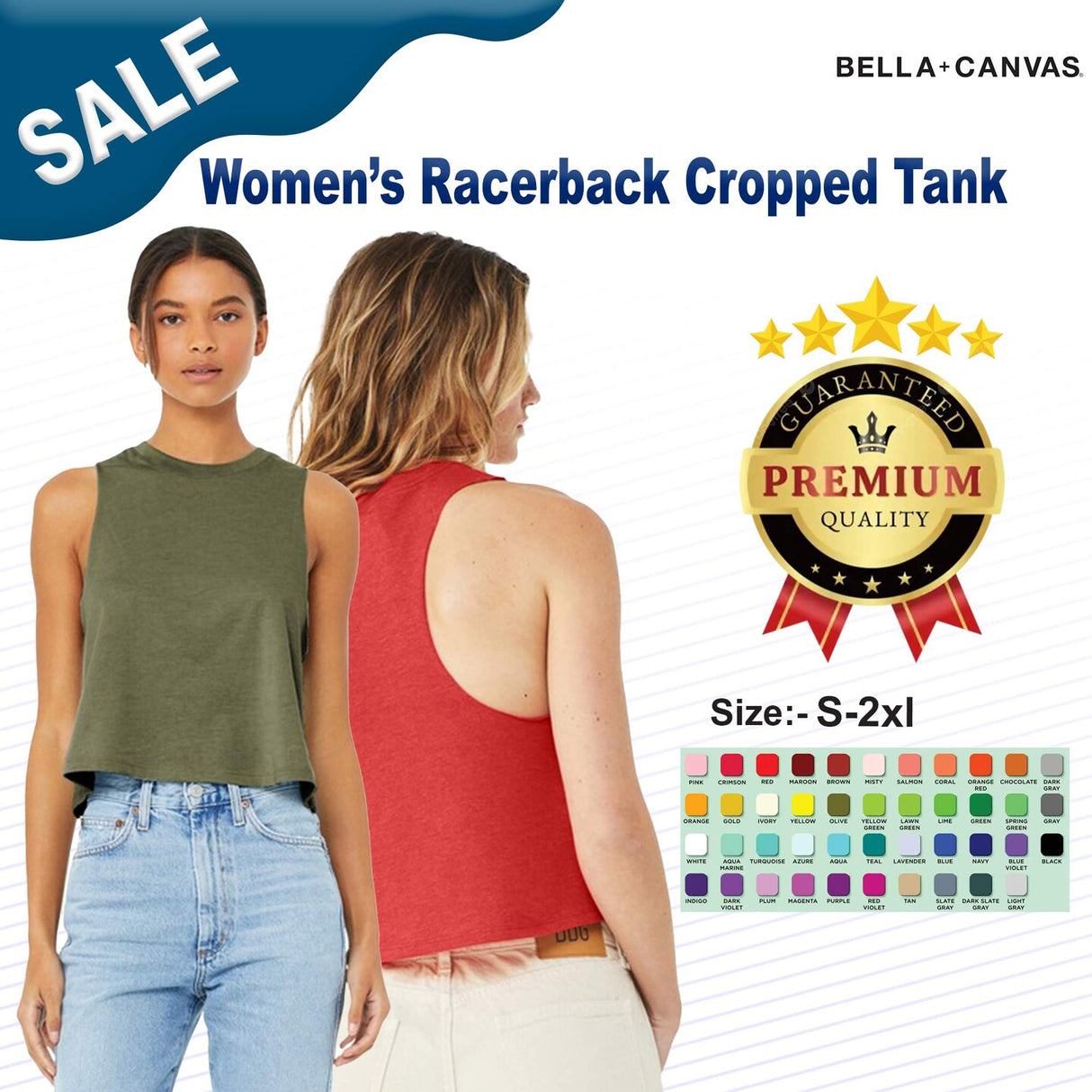 BELLA+CANVAS ® Women’s Racerback Cropped Tank Top - 6682