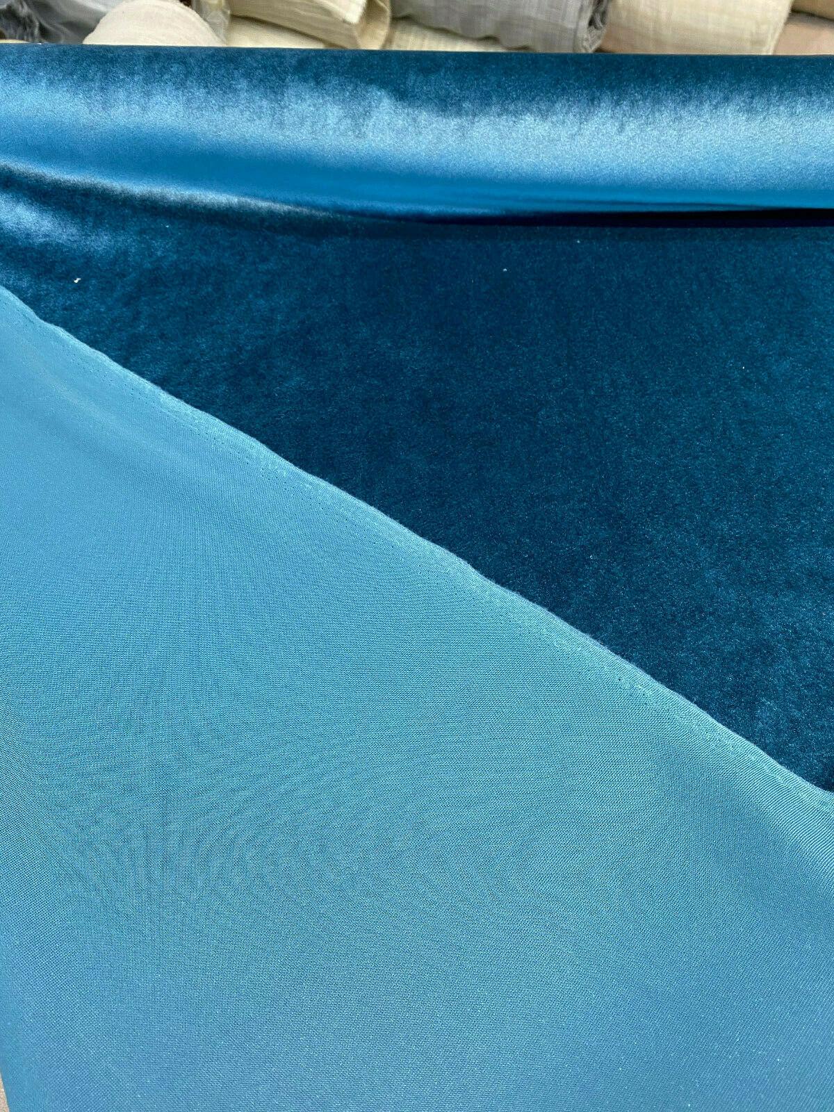 Exclusive Velveteen Polyester Fabric - Teal Turquoise, Velveteen, 60" Width (1 Yard)