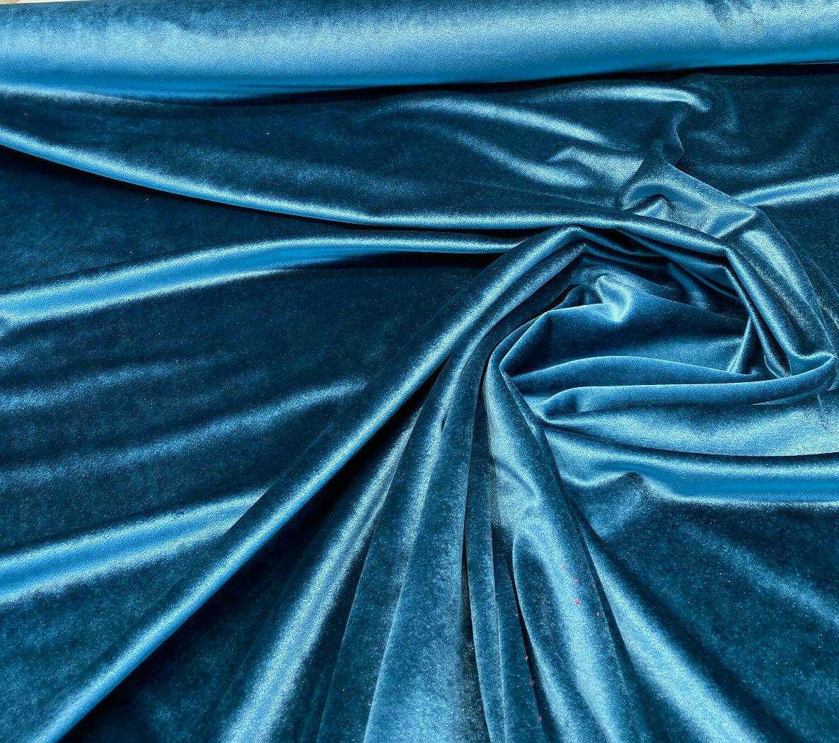 Exclusive Velveteen Polyester Fabric - Teal Turquoise, Velveteen, 60" Width (1 Yard)