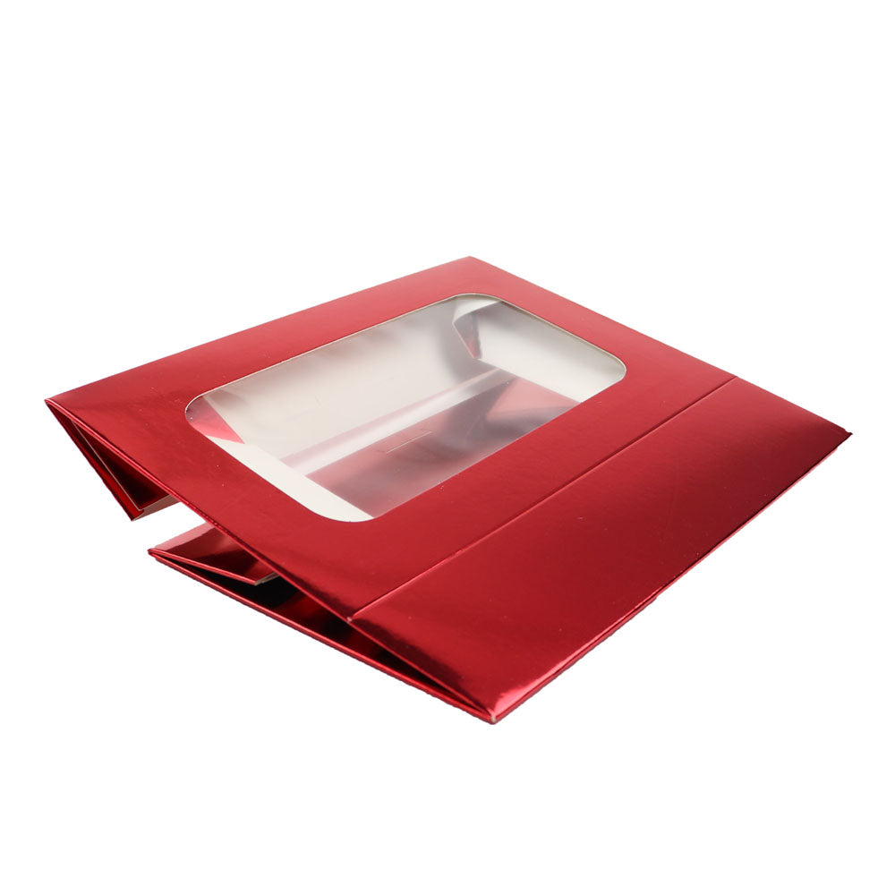 O'Creme Red Treat Box with Window, 8.5" x 5.5" x 2", Pack of 5