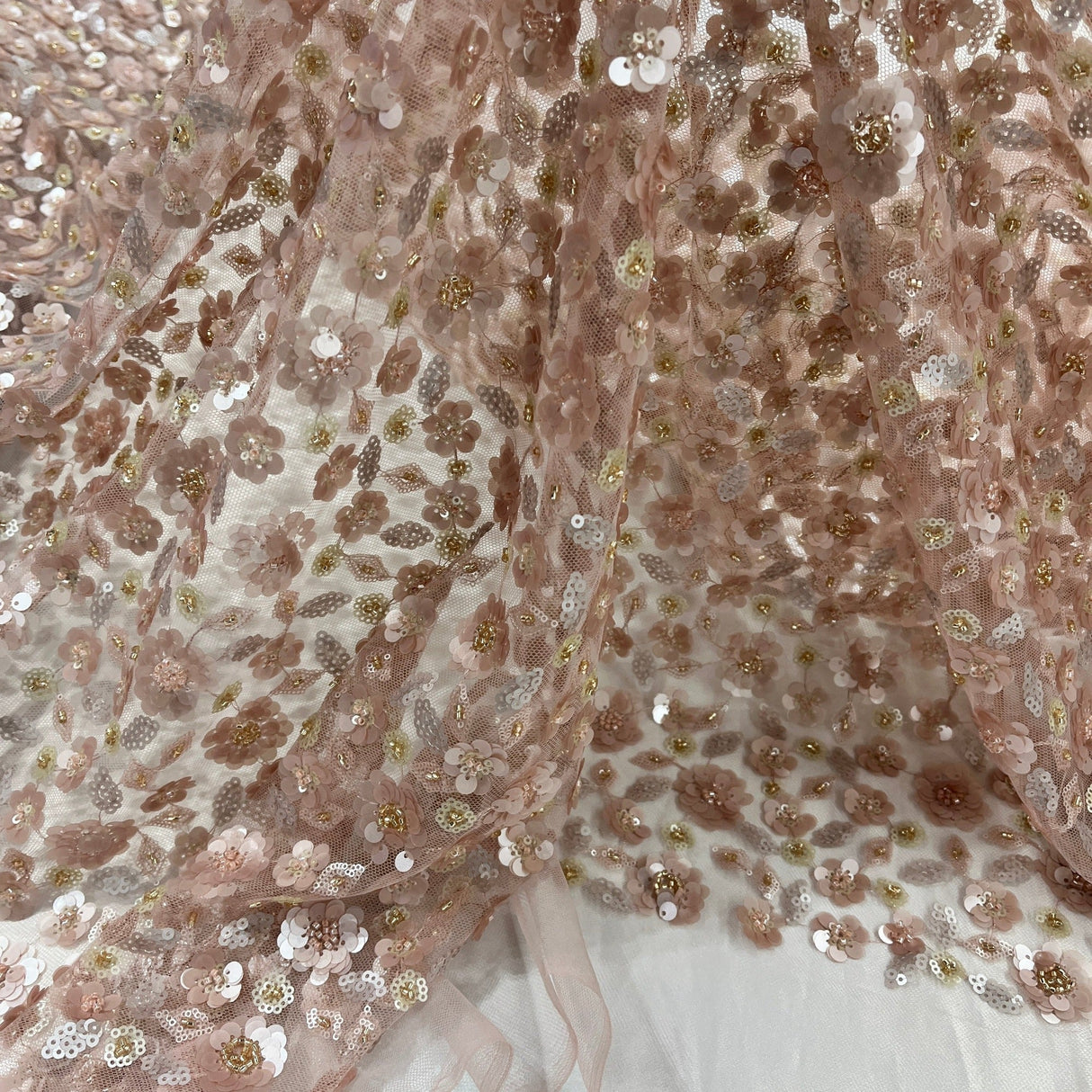 Beaded Sequined Lace Fabric 54" Wide
