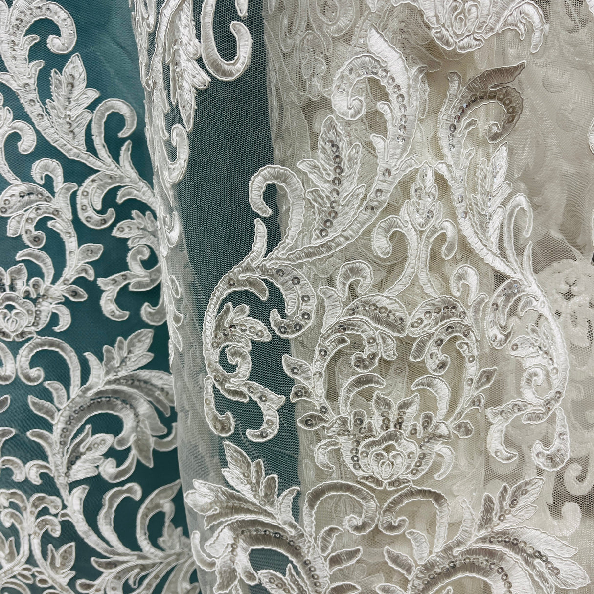 Beaded Corded Lace Fabric 51" Wide