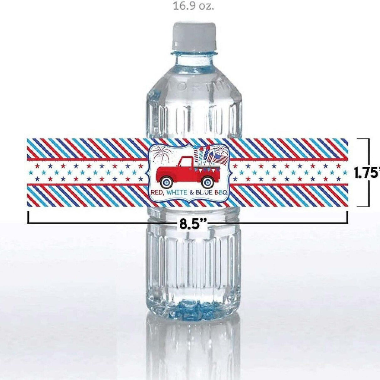 AmandaCreation Red, White & Blue BBQ Water Bottle Wrappers 20 Pieces