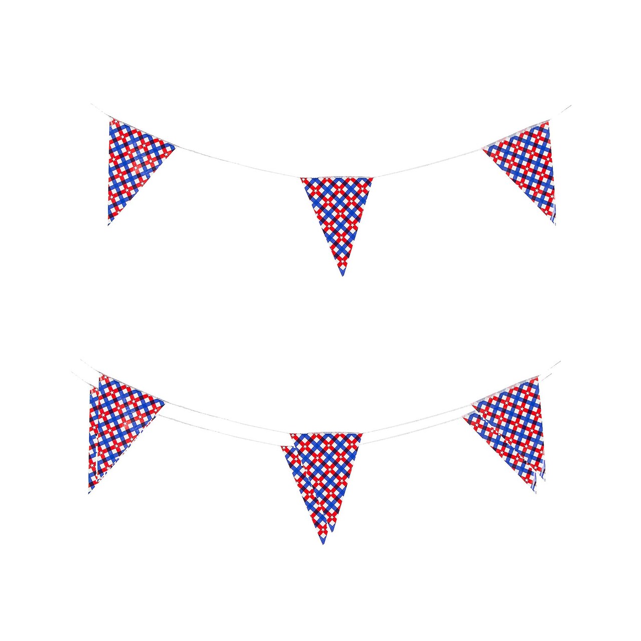 100 ft. x 14" Patriotic Gingham Plastic Pennant Hanging Banner Decoration