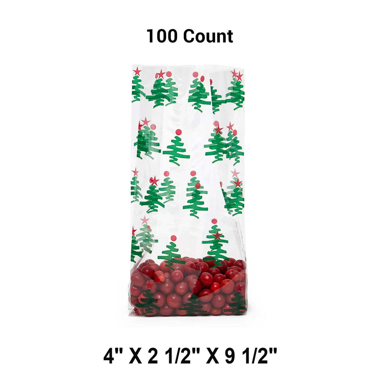 হলিডে প্যাটার্নযুক্ত সেলো ট্রিট ব্যাগ ৪” x ২.৫” x ৯.৫”