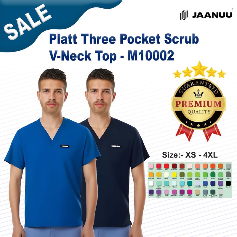 Jaanuu® Platt 3 Pocket Scrub V-Neck Top