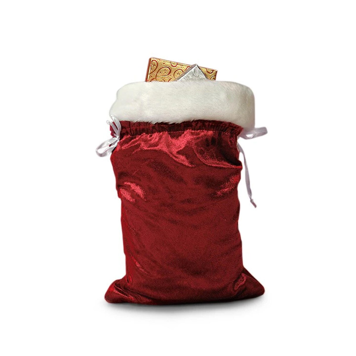 Extra Large Christmas Velvet Gift Bag with Fur Accent 9" x 14"