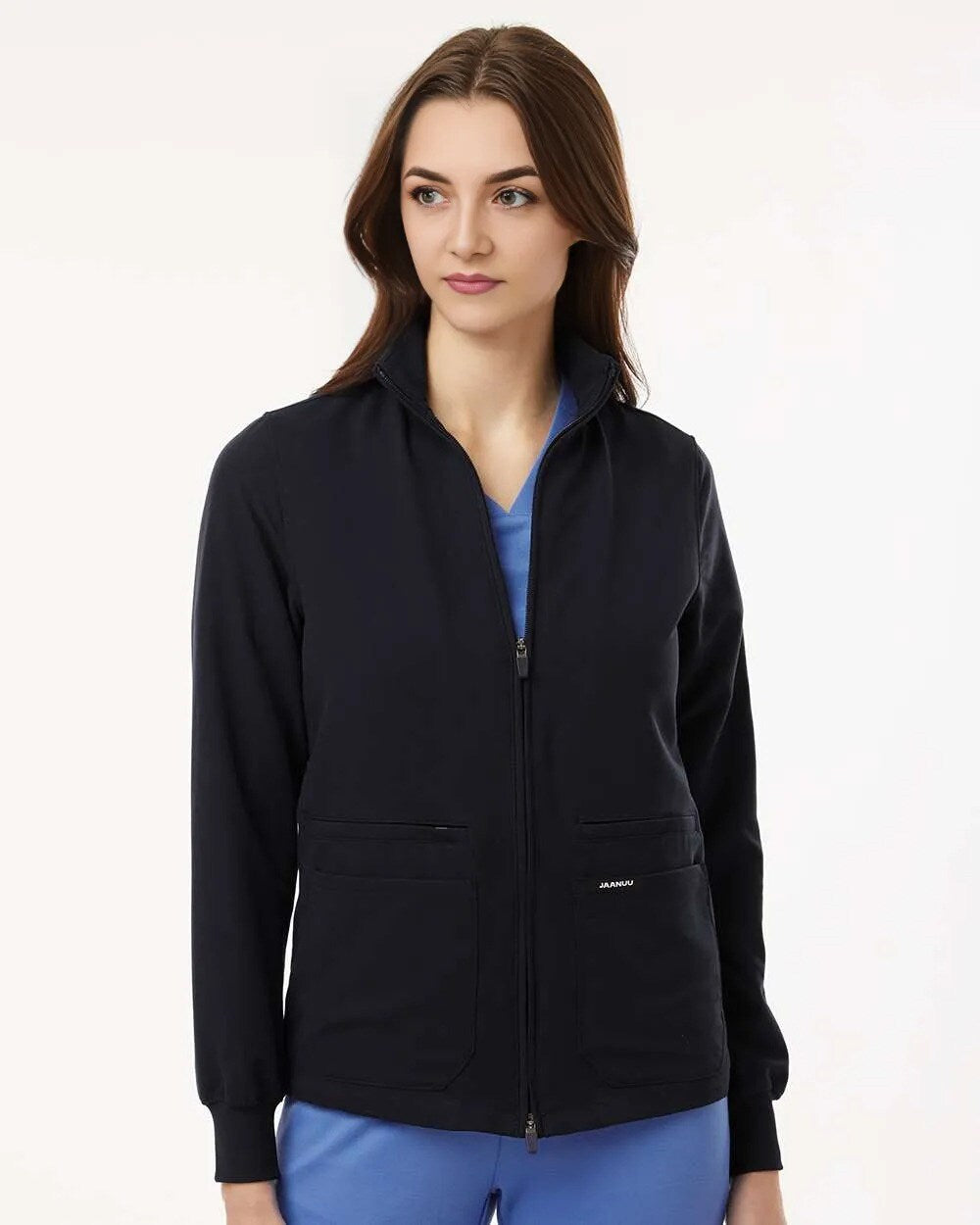 Jaanuu® Women's Ceri Essential Full-Zip 6 Pocket Scrub Jacket