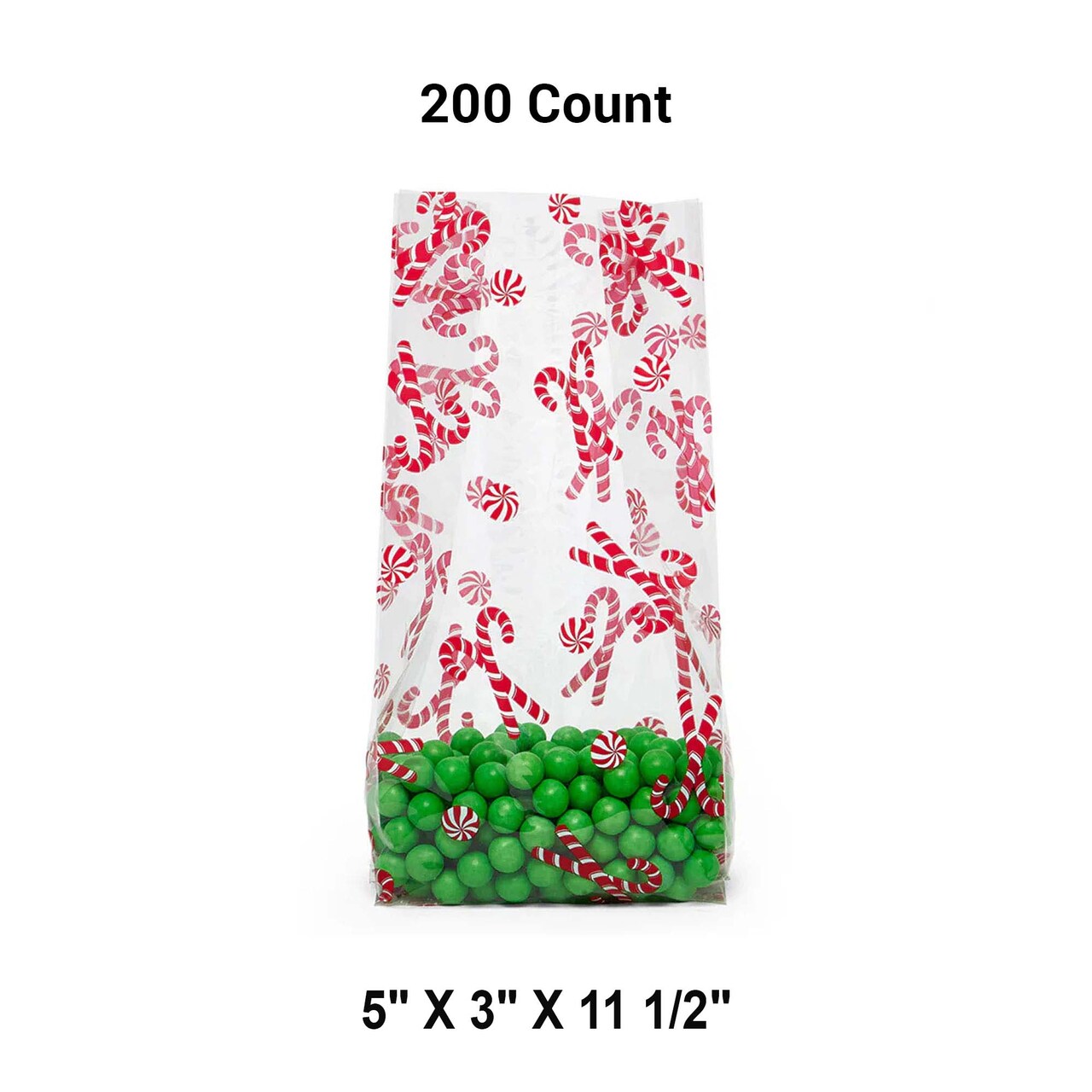 5” x 3” x 11.5” Christmas Cello Treat Bags with Festive Designs