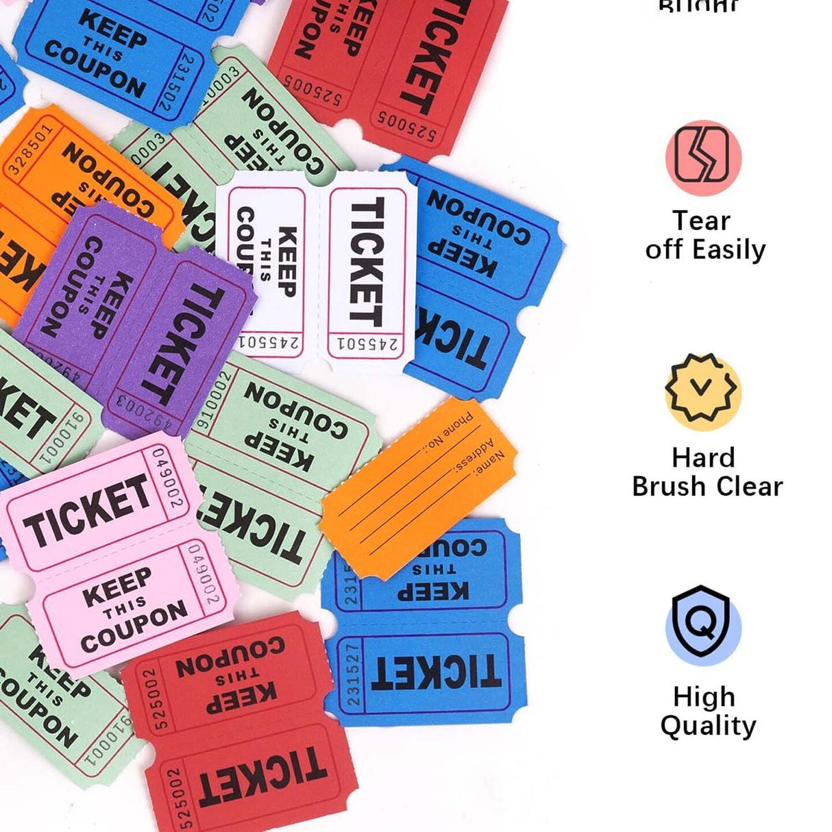 Double Roll Raffle Tickets – Coupon Tickets (2000/Roll) – Available in 8 Colors: Red, Blue, Green, Yellow, Orange, Purple, Pink & White