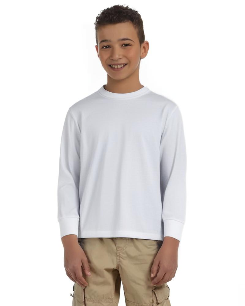 JERZEES® Dri-Power Youth Poly Cotton Long Sleeve Crewneck T-Shirt