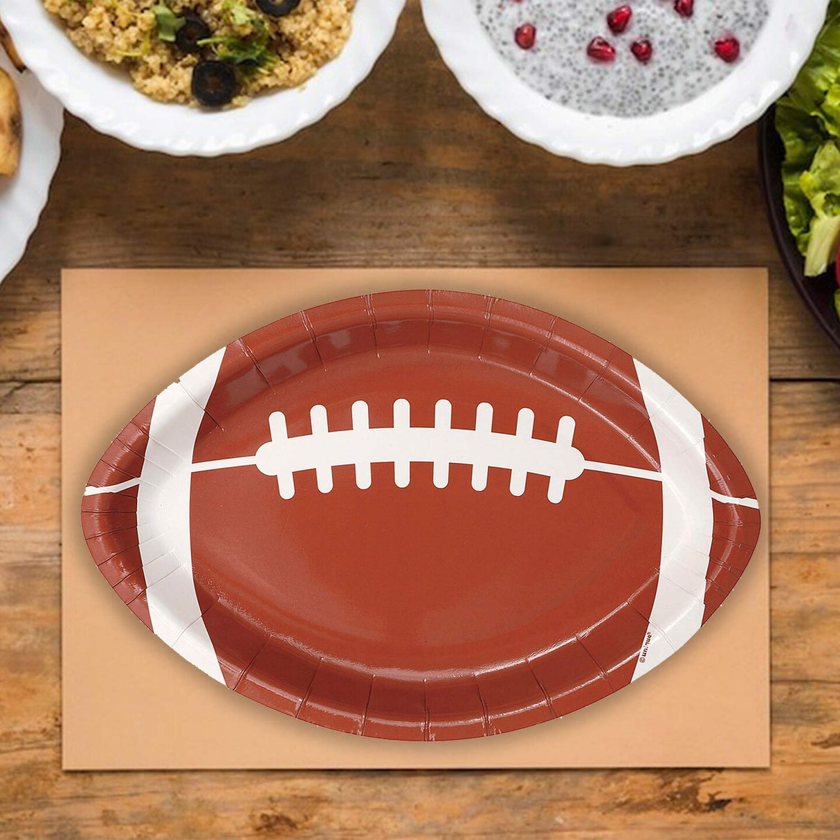 8 Count Football Shaped Dinner Plates for Sports Party Tailgate Game Day 9.5" x 6.5"