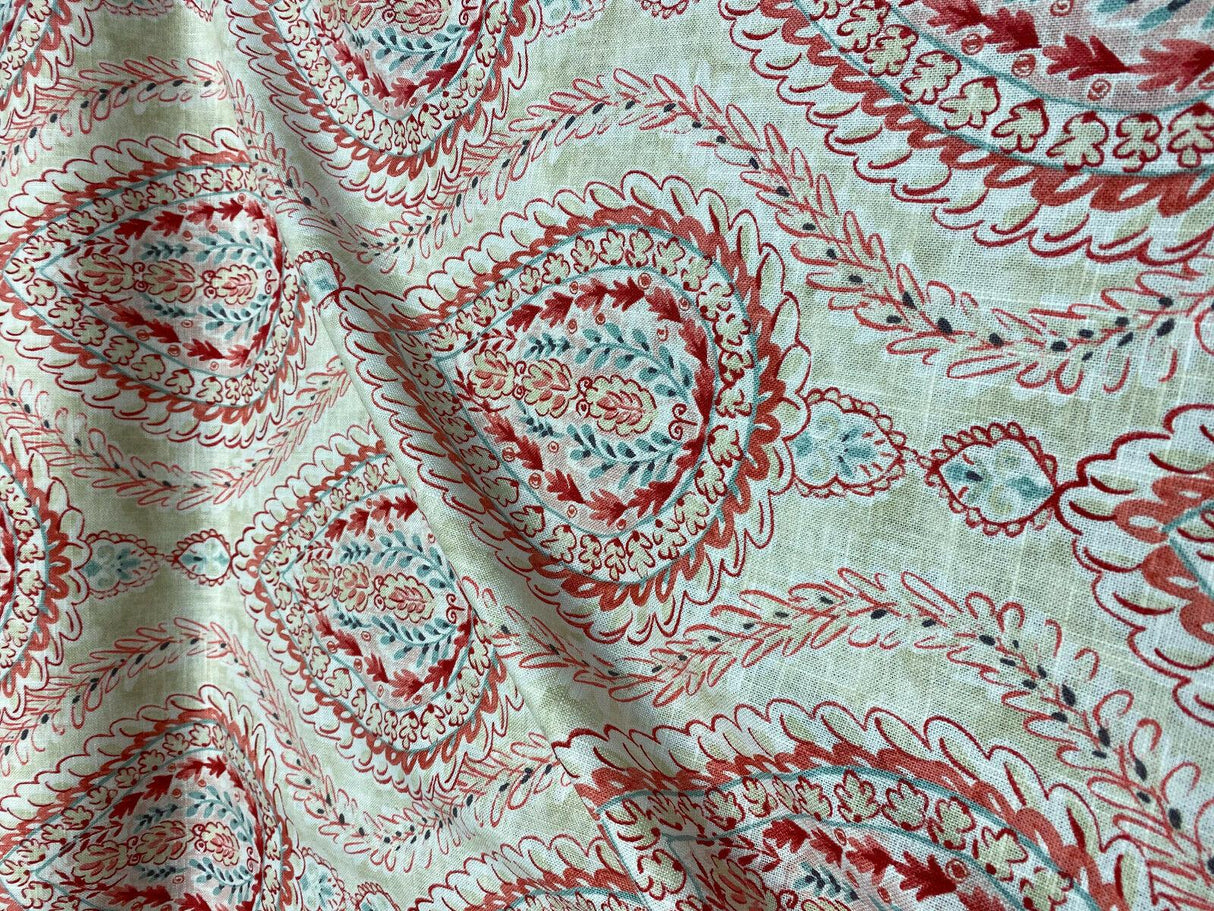 Coconut Row Bellini Linen Rayon Fabric - Multi Color Paisley, 54" Width (1 Yard)