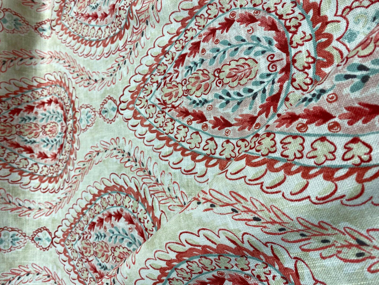 Coconut Row Bellini Linen Rayon Fabric - Multi Color Paisley, 54" Width (1 Yard)