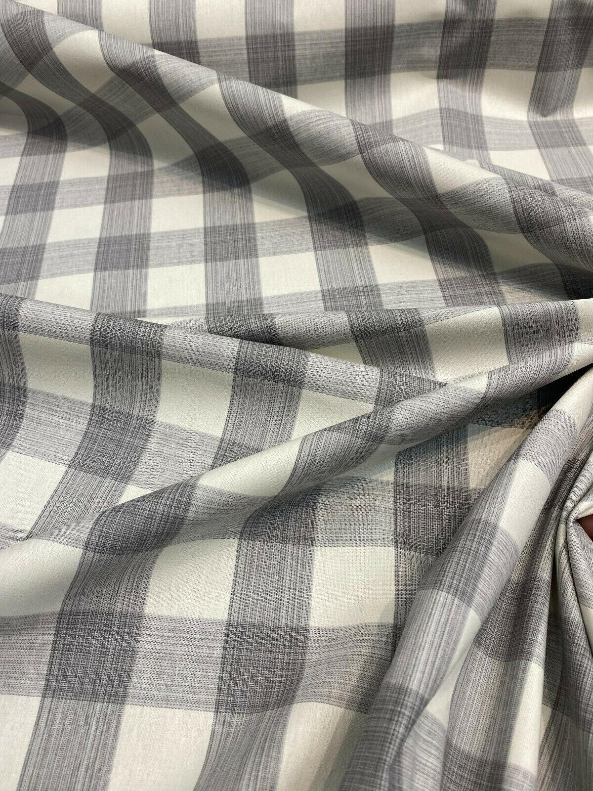 Waverly Williamsburg Stratford Check Smoke Cotton Fabric - Gray Off White Check, 56" Width (1 Yard)