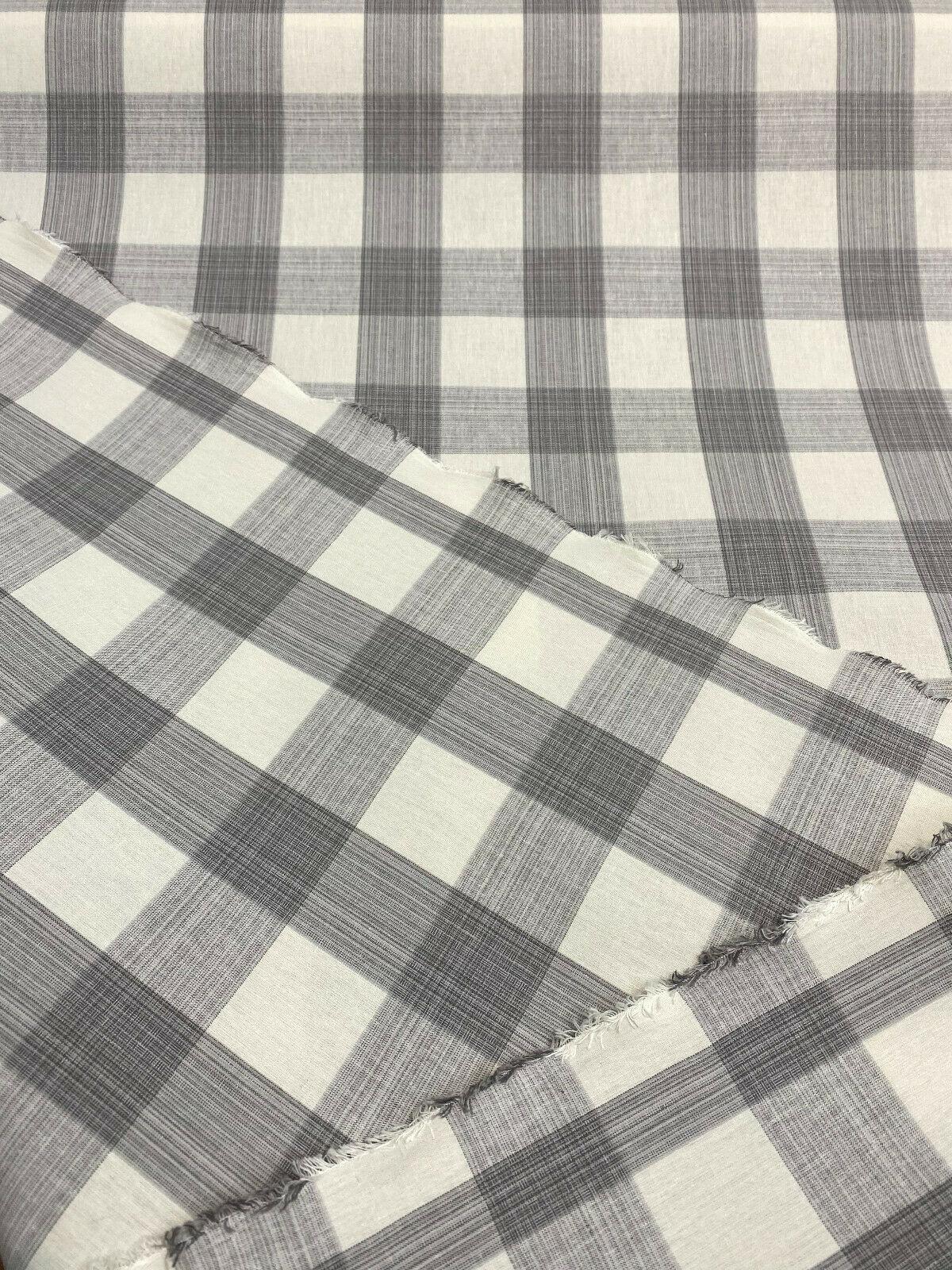 Waverly Williamsburg Stratford Check Smoke Cotton Fabric - Gray Off White Check, 56" Width (1 Yard)