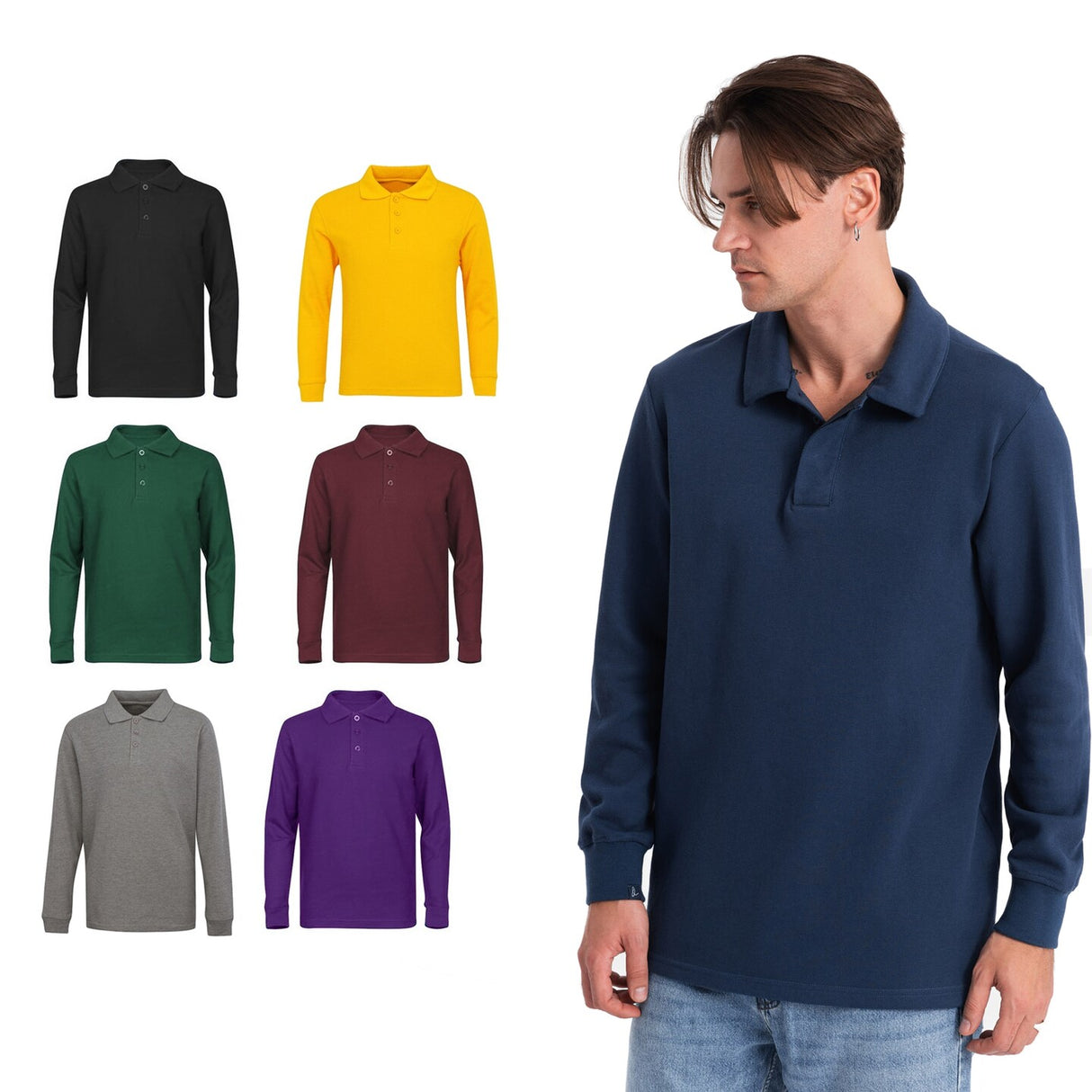 লম্বা হাতা পিক পোলো শার্ট | RADYAN®