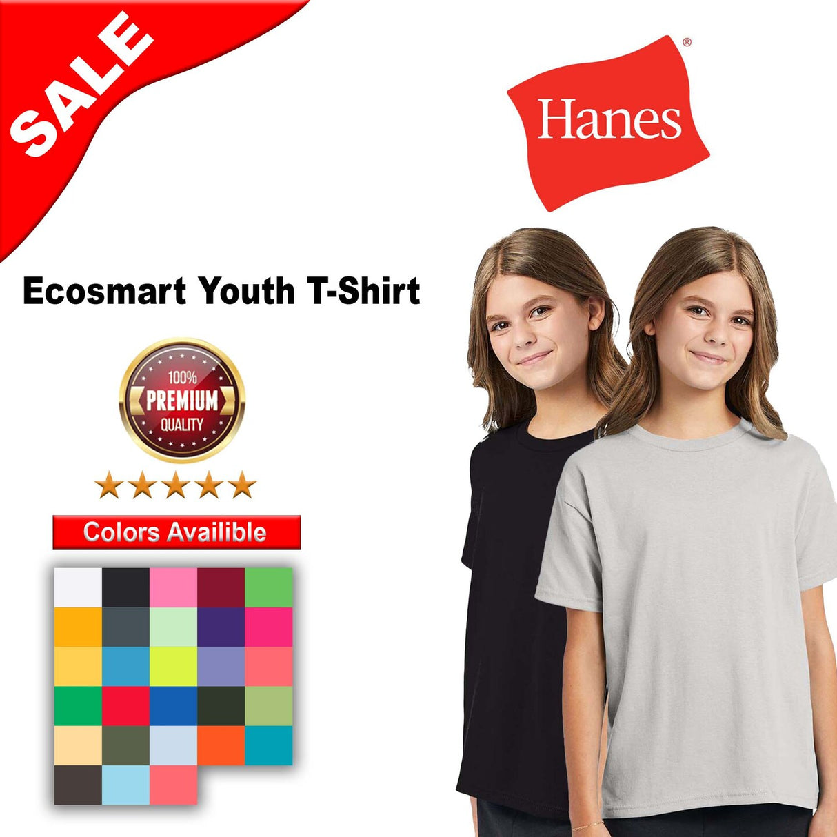 Hanes® Ecosmart Youth Crewneck Short Sleeve T-Shirt