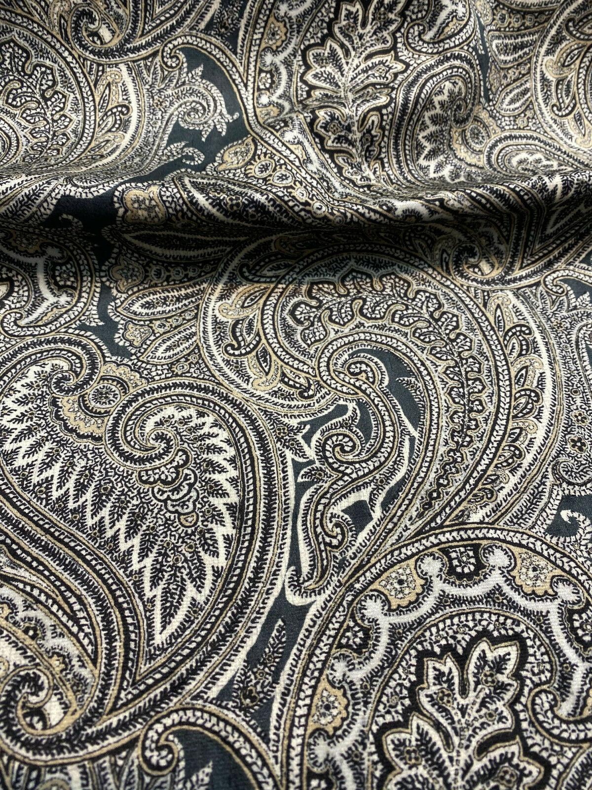 Vintage Blend Sterling Polyester Print Upholstery Fabric - Traditional Paisley, 54" Width (1 Yard)