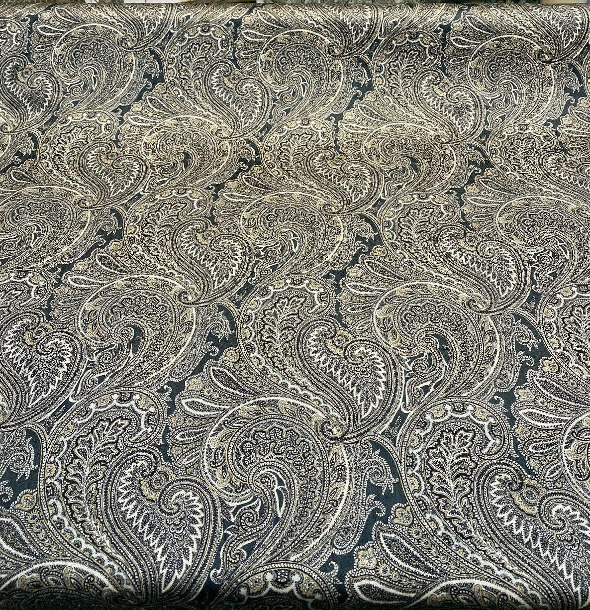 Vintage Blend Sterling Polyester Print Upholstery Fabric - Traditional Paisley, 54" Width (1 Yard)