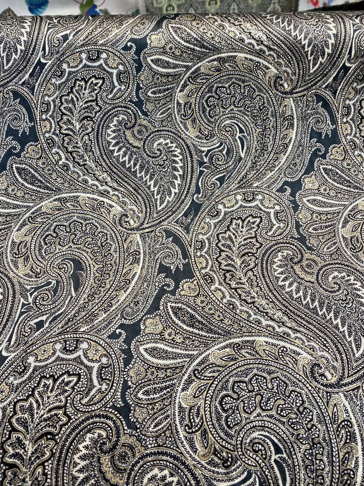 Vintage Blend Sterling Polyester Print Upholstery Fabric - Traditional Paisley, 54" Width (1 Yard)