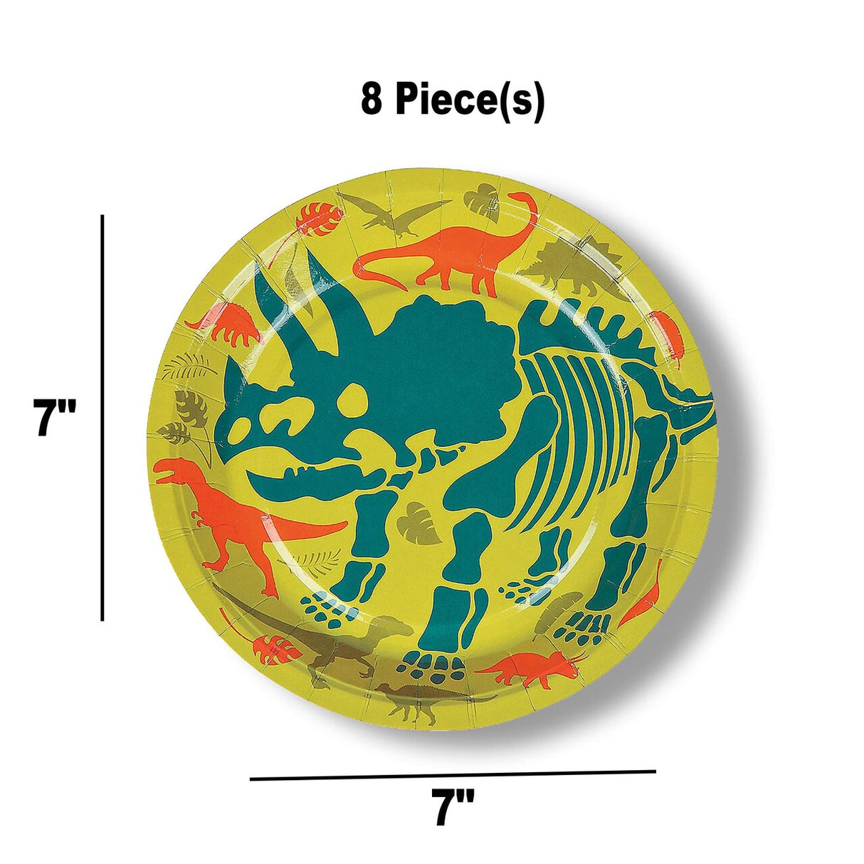 8 Ct. Dino Dig Triceratops Paper Dessert Plates 7-Inch Party Plates