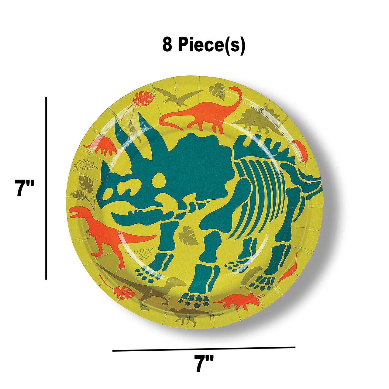 8 Ct. Dino Dig Triceratops Paper Dessert Plates 7-Inch Party Plates