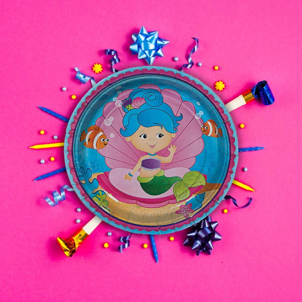 8 Ct. 7" Mermaid Party Dessert Plates Underwater-Themed Paper Plates