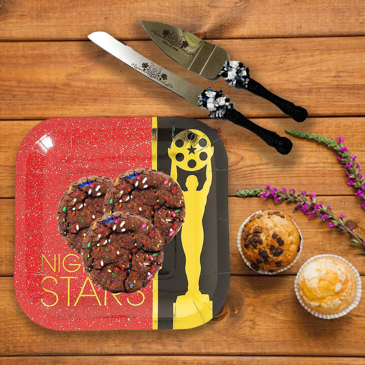 8 Ct.Movie Night Square Paper Dessert Plates