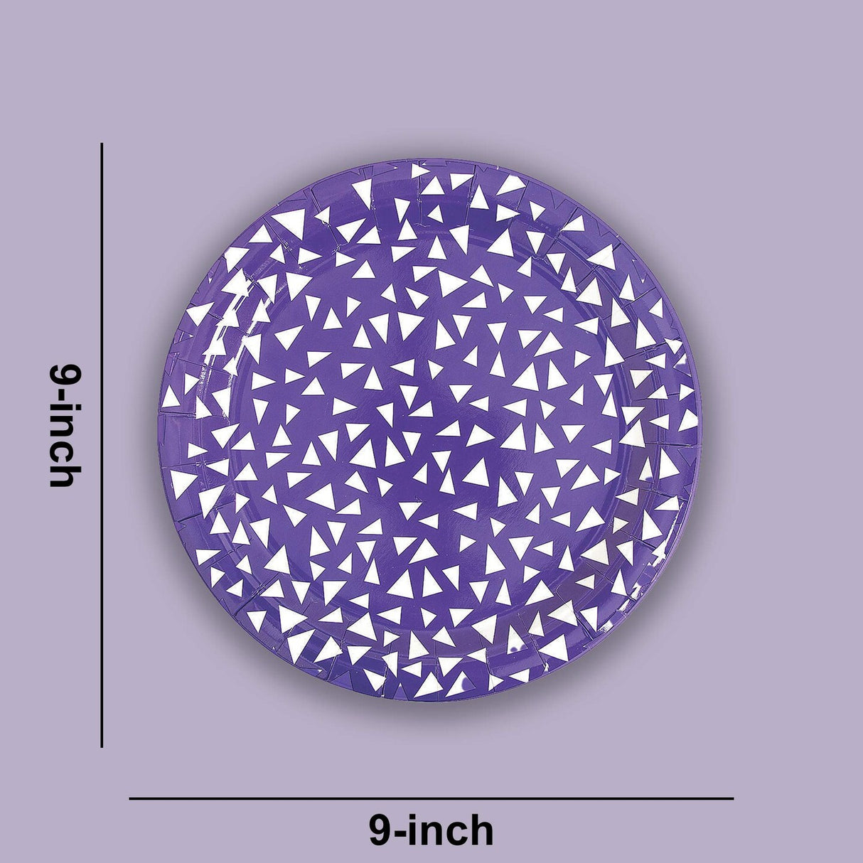 8 Ct. Purple Terrazzo Triangle Print Round Paper Dinner Plates 9"