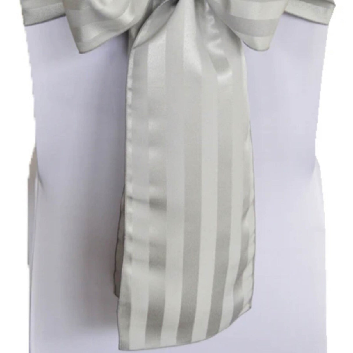 10 Pieces Silver Striped Jacquard Polyester Chair Sashes 7.5"x108" for Modern Events