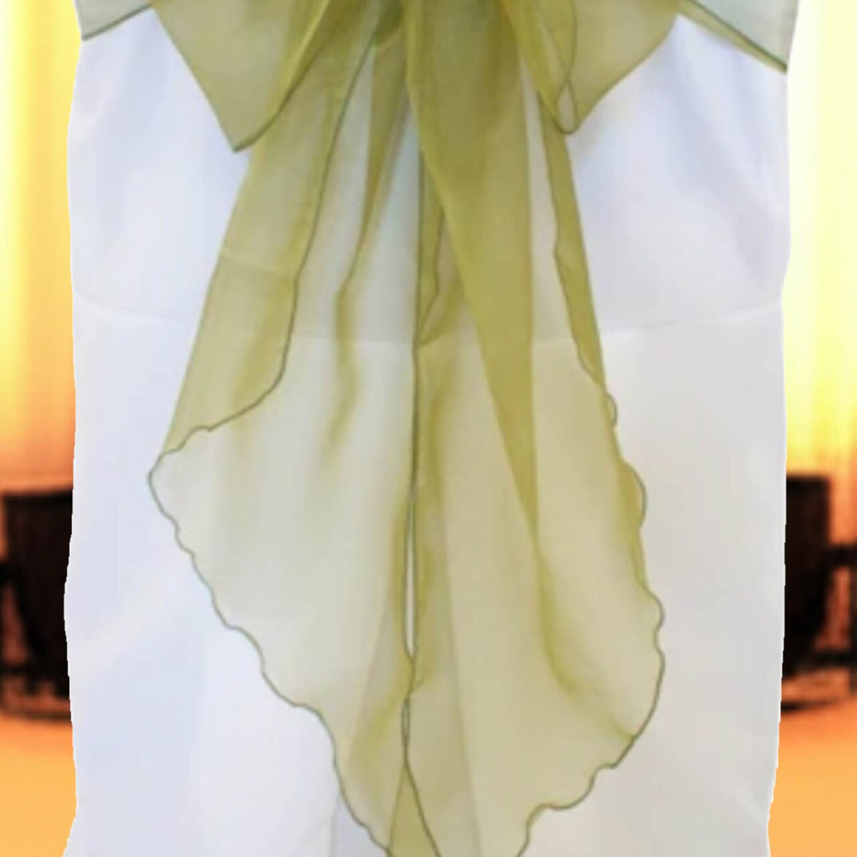 10 Pieces Moss Green Angle End Organza Chair Sashes, 12"x116" Elegant Event Wraps